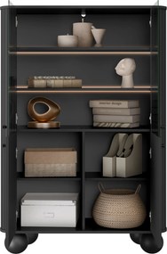 Vitrină cu patru uși Vesper 103 cm - negru / mânere negre / picioare rotunde