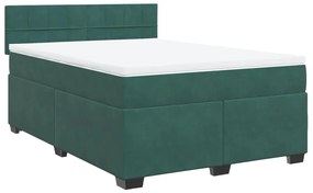 3286357 vidaXL Pat box spring cu saltea, verde închis, 160x200 cm, catifea