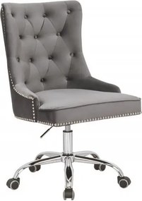 Scaun de birou elegant Victorian, catifea gri argintiu