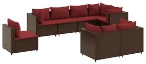 3308197 vidaXL Set mobilier de grădină cu perne, 8 piese, maro, poliratan