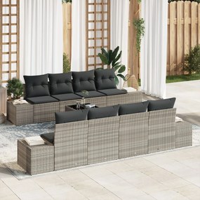 vidaXL Set de canapea pentru grădină cu 7 piese și perne gri deschis din poli rattan