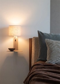 Aplica cu raft, port USB si abajur textil in deschis Florence
