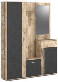 Mobilier de hol NOLAN cu oglindă, maro/grafit