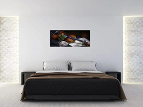 Tablou - Trandafiri și vioară (120x50 cm)