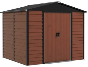 Outsunny Casa din metal, rezistent la intemperii și rugină, cu lacăt, 2,40 x 2,06 x 1,98 m, lemn | Aosom Romania