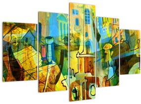 Tablou - Arhitectură, abstractizare cubistă (150x105 cm)