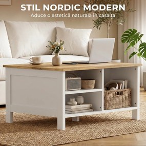 HOMCOM Ladă de Depozitare pentru Interior, 80x60x40 cm, cu Capac Rabatabil, Stil Nordic, Culoare Lemn | Aosom Romania