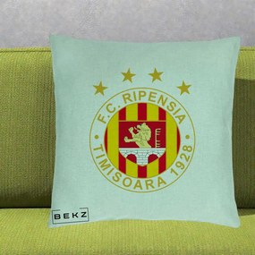 Perna Personalizata FC Ripensia Timisoara 1928, 40x40 cm, Verde Menta, Husa Detasabila, Perna Inclusa, BEKZ®