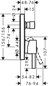 Baterie cada Hansgrohe Finoris montaj incastrat, negru mat - 76415670