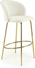 Scaun de bar auriu H116, stofa bucle/otel, 50x59x101 cm