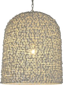 Lustră suspendată din metal și lemn, alb, 71 x 58 cm, „Moret”