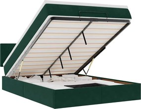 vidaXL Cadru de pat otoman cu saltea verde închis 140x200cm catifea