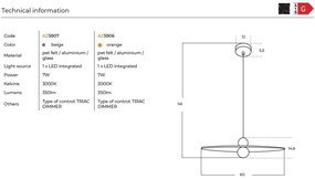 Lustra LED suspendata design decorativ FREYA 60 bej
