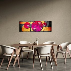 Tablou abstract cu simboluri istorice (cu ceas) (90x30 cm)