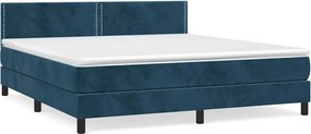 vidaXL Pat box spring cu saltea, albastru închis, 160x200 cm, catifea