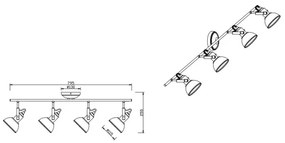 Spot Trio GINA 4xE14/40W/230V alb