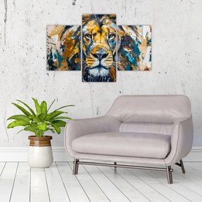 Tablou - pictură în ulei abstractă cu leu (90x60 cm)