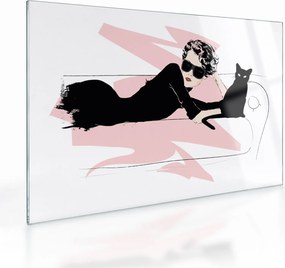 Tablou pe sticlă - Doamnă de modă (70x50 cm)