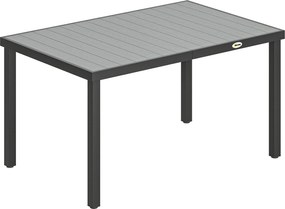 Outsunny Masă de grădină pentru 4-6 persoane, masă de exterior cu blat cu lamele, 140 x 90 x 74 cm, gri | Aosom Romania