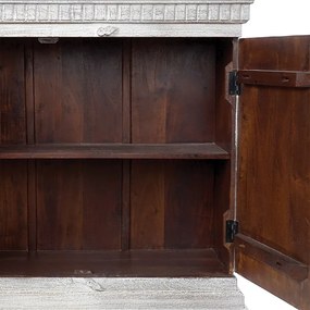 Comoda cu 4 usi Morocco din lemn de mango antichizat alb 190x43x100 cm