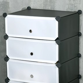HOMCOM Mobilier pentru incaltaminte modular, 6 cuburi 45x35x17cm din plastic PP si otel, alb | Aosom Romania