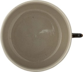 Set 4 boluri din ceramică artizanală, natur, pictate manual cu motive florale și pasăre, 13x8 cm, „Vivielle"