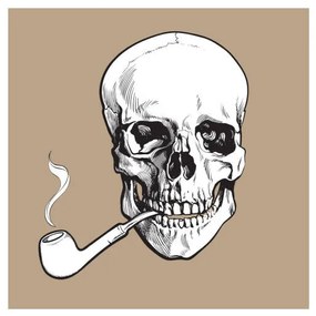 Ilustrație Hand drawn human skull smoking lacquered, sabelskaya