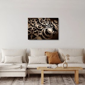 Tablou pe sticlă - Piese de ceas (70x50 cm)
