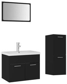 3071451 vidaXL Set mobilier de baie, negru, lemn prelucrat