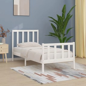 3106819 vidaXL Cadru de pat, alb, 90x200 cm, lemn masiv