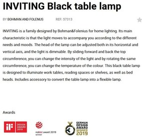 Veioza LED dimabila / Lampa de birou design ultra-modern INVITING neagra