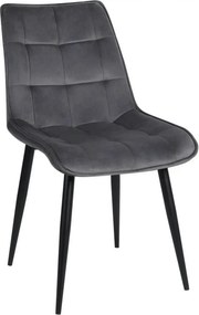 Scaun RON, gri inchis/negru, stofa catifelata/metal, 48x62x87 cm