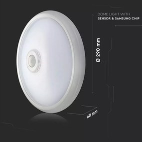 Plafoniera LED Chip Samsung SMD 21808-VT, cu senzor de miscare, 12W, 900lm, lumina neutra, IP20, alba, V-TAC
