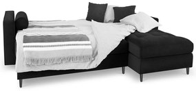 Colțar extensibil din catifea cu șezlong dreapta Milo Casa Santo, negru