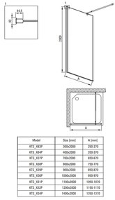 Paravan dus profil crom walk-in sticla securizata 30x200 cm, Deante Kerria Plus Crom lucios, 300x2000 mm