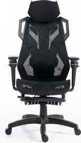 ERGON PRO Scaun ergonomic, cotiere 6D, Suport lombar ajustabil, suport picioare, Mesh, Negru