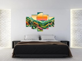 Tablou - Apus de soare multicolor (150x105 cm)