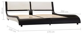 Cadru de pat, negru si alb, 160 x 200 cm, piele ecologica Negru si alb (tablie din PVC), 160 x 200 cm