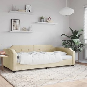 vidaXL Pat de zi, crem, 90x200 cm, material textil
