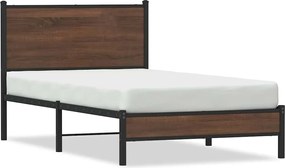 vidaXL Cadru pat metalic fără saltea, stejar maro, 100x200 cm