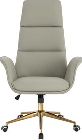 HR850K Scaun Culoarea Inului Piele Ecologica Premium Soft cu Bază Aurie