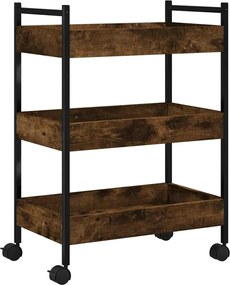 vidaXL Cărucior de bucătărie stejar fumuriu 50x30x70 cm lemn prelucrat