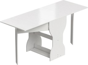 HOMCOM Masă de Bucătărie Pliabilă pentru 4 Persoane cu Raft, din Lemn, 160x60x75 cm, Alb | Aosom Romania