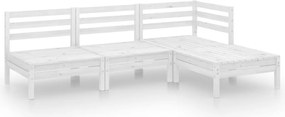 vidaXL Set mobilier de grădină, 4 piese, alb, lemn masiv de pin