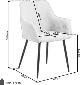 MAZZONI EXPORT VERA Bej (material Basel 24) - SCAUN MODERN ADÂNC TAPIȚAT PENTRU SALON/LIVING LOFT