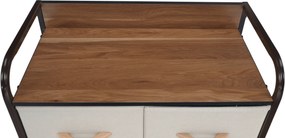 Comodă cu sertare din material textil, negru/bej/maro deschis/maro închis, HAZEL TYP 2