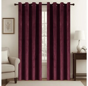 Perdea opaca VELVET 140x250 cm, vin rosu Agatat: Inele metalice