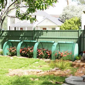 Outsunny Seră Portabilă Tip Tunel 4x1x0.8 m cu 4 Uși cu Fermoar, Acoperire PVC Rezistentă la Apă/UV | Aosom Romania