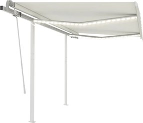 vidaXL Copertină retractabilă manual cu LED, crem, 3,5x2,5 m