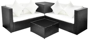 42893 vidaXL Set mobilier de grădină cu perne, 4 piese, negru, poliratan